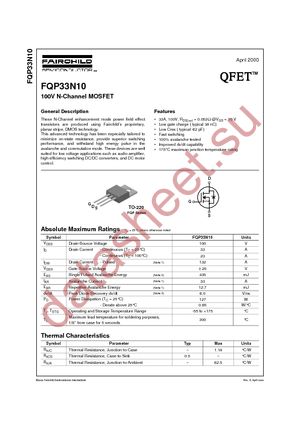 FQP33N10 datasheet  